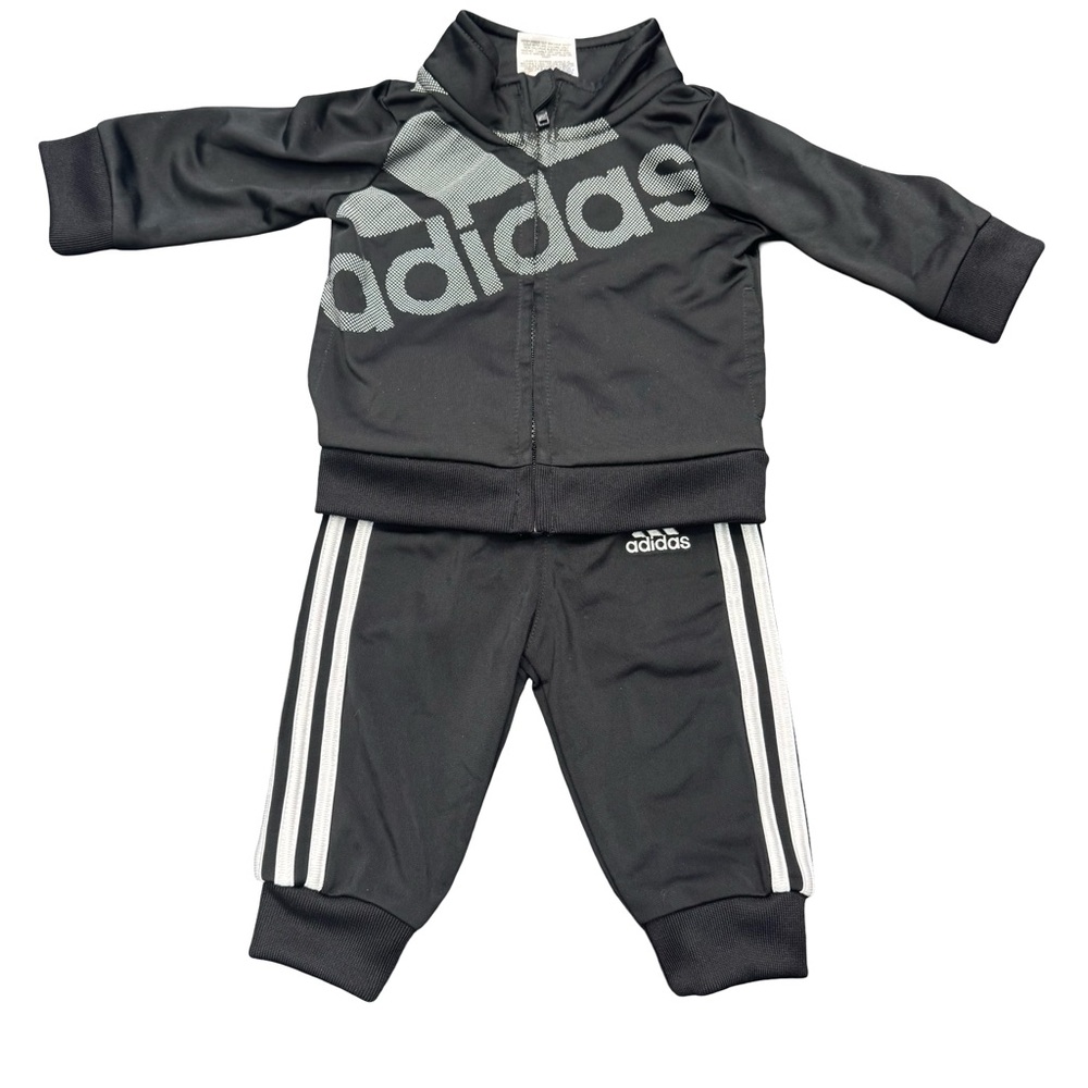 Adidas Black Gray White Baby Tracksuit 3M 3 Stripes Set NWOT Infant Outfit